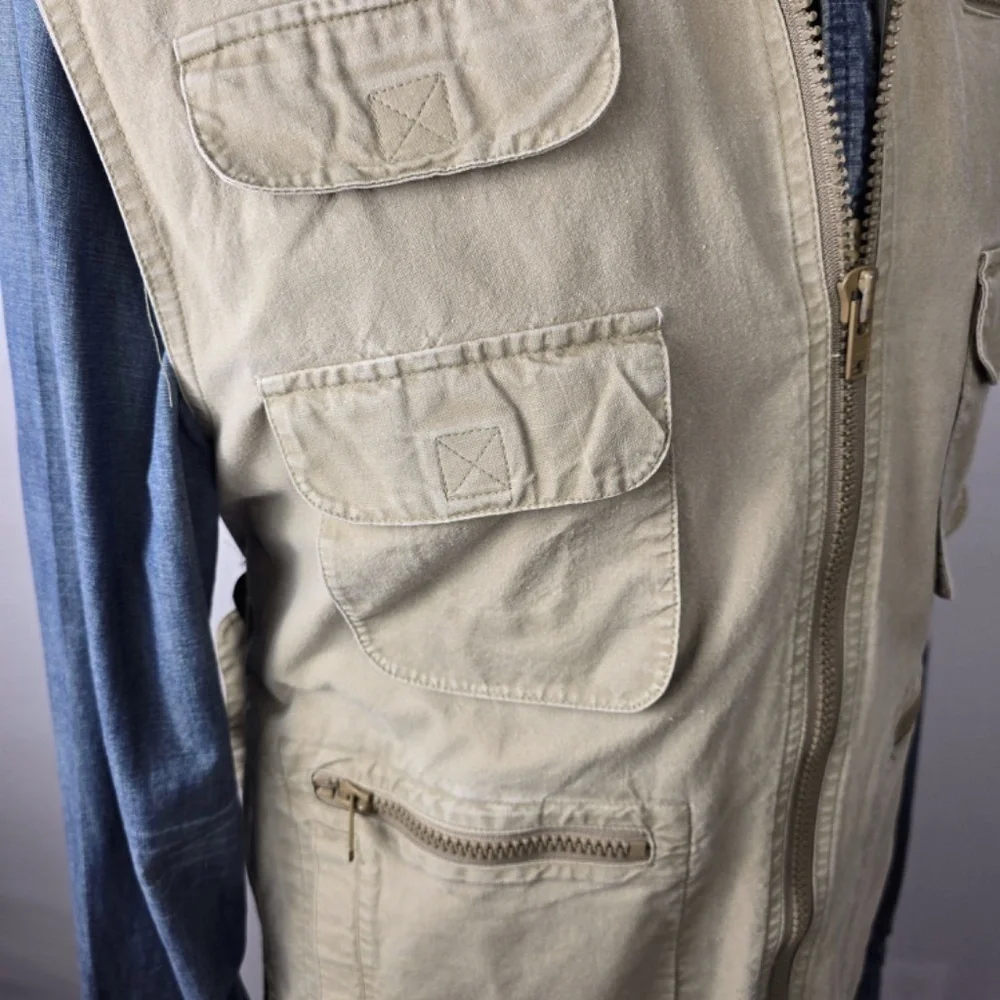Vintage 80’s Banana Republic Safari Photographer Khaki Pocket Vest Mens Large